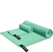 2 Pack Microfiber Towel for Camping Backpacking Gym Beach Swimming Yoga,Mint
