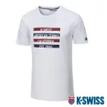 【K-SWISS】棉質吸排T恤 3D KS LOGO/STRIPES TENNIS-男-白