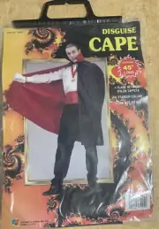 Adult Red And Black Halloween Vampire Cape One Size 45" NEW