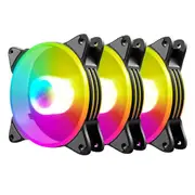Cooling Fan PC Case Light Quiet Computer 120mm RGB LED 3 FAN W/Remote Control
