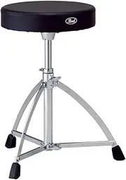 Pearl Drum Stool D-730S - Height Adjustable Drum Throne with Round Vinyl Seat and Single Braced Tripod Base,Black,405-605mm (16" - 23.8")