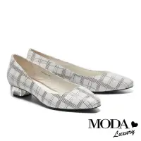 在飛比找Yahoo奇摩購物中心優惠-低跟鞋 MODA Luxury 復古清新格紋透明造型低跟鞋－