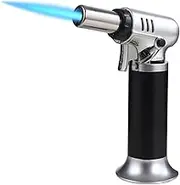 Blow Lighter Kitchen Culinary Chef Cooking Torch Refillable Adjust Creme, Brulee, BBQ and Baking, Butane Gas Not Included,Black, Silver