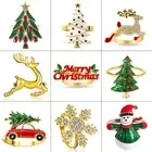 Christmas Table Napkin Holders Holiday Dinner Elegant Enamel Rings with Faux