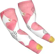 [FSCEV] Gold Red Heart Sun Protection Arm Sleeves Outdoor Essentials Cooling Compression Golf Hiking Cycling