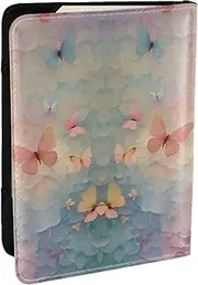 [EdWal] Butterfly Print Passport Cover with Credit Card Holder Leather Passport Case, for Women Men Family ID Travel, Black, One Size