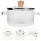 Double Handle Saucepan Cooking Pot Thickened Glass for Stove Top