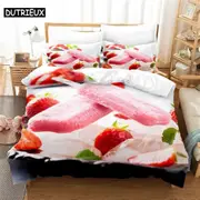 a2194 Bed Sheets Strawberry Bedding Set Duvet Cover Set Bedding Digital Printing Bed Linen Bedding Set Fashion Design3-Piece Bedding Set (1 Duvet C