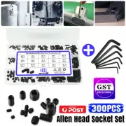 300PCS BLACK GRUB SCREW ASSORTMENT KIT SET SCREW 5 SIZES HEX HEAD NEW M3-M8 AU