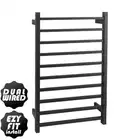Heated Towel Rail - Square Bars W600mm Dual Wired Stainless Steel - Matte Black