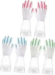 [YOSADIER] Slip Kitchen Cleaning Gloves Reusable Housework Gloves for Dishwashing Laundry and Pet Care Pink Green Blue