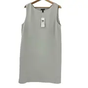 NEW Eileen Fisher Textured Shift Dress Sz L Light Grey