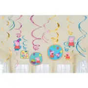 Peppa Pig Party Swirl Hanging Decorations 12pk - Peppa Pig Party Supplies
