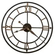 Howard Miller 21.2" Analog Wall Clock Round Handcrafted Quartz Glass Metal Black