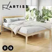 Artiss Bed Frame Double Queen Size Wooden Base Headboard Mattress Platform YUMI