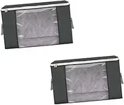 FONDOTIN 2pcs Clothes Storage Bag Organizer Clear Window Non Woven Fabrics Container for Quilts Bedding Capacity Moisture and Dust Design