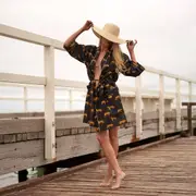 Captivating Cheetah 100% Cotton Kimono – Frida Kahlo-Inspired Robe with Bird of Paradise Print