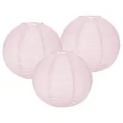 3Pcs 12 Inch Light Pink Paper Lanterns Decorative Round Hanging Ball Lantern