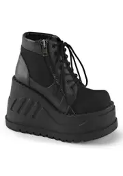 Pleaser Demonia STOMP-10 Wedge Platform Lace-Up Bootie With Exposed Zipper