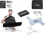 Complete Grooming Kit: Beard Trimming Apron Catcher Bib, Style Comb Scissors