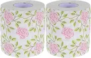 Ipetboom 2 Rolls Floral Toilet Paper Novelty Rose Flower Pattern Tissue Paper Roll Decorative Hand Towel Napkins for Office Restaurant Hotel Home Use