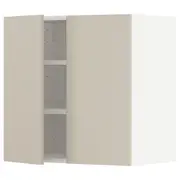 METOD wall cabinet with shelves/2 doors, white/Havstorp beige, 60x37x60 cm