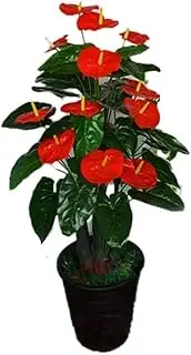 Artificial Tree Indoor Potted Plants Simulation Anthurium Bunch Green Leaf Fake Plant Indoor Living Room Floor Outdoor Garden Decorations Decorative Artificial Plants (Size : 110cm)