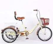 DEFGHIJ Adult Tricycles 3 Wheel Cruiser Bike Single Speed Trikes 20 Inch Wheels with Backrest and Cargo Basket Low Step Through for Women Men (Red)