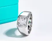 Men's 18K S925 Sterling Silver 3CT Asscher Cut Luxury Moissanite Ring