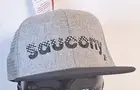 Saucony Checker Flag Logo Grey Flatbill Trucker Runner Hat Snapback O/S RARE