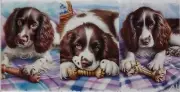 swap cards Modern playing card back set of 3 Spaniel Puppies with a bone