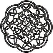 Veumoie Round Cast Iron Trivet Iron Heat-Insulation Trivet Non-Slip Potholders Vintage Pattern for Kitchen Dining Table Decor