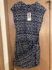 NICOLE MILLER Medium Side Tie Dress Blue/Black/White NWT!