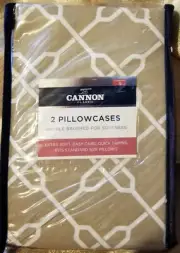NEW CANNON CLASSIC 2 PACK STANDARD PILLOW CASES brown and White