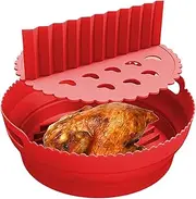 Silicone Air Fryer Liners – Reusable Perforated Crisping Tray, Stackable Airfryer Accessories | Dishwasher Safety Airfryer Inserts with Food Dividers, Multi‑Layer Silicone Sheet for Healthy Cooking