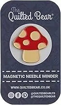 The Quilted Bear Needle Minders - Magnetic Enamel Needle Keeper for Sewing Pins, Sewing Needles, Embroidery Needles, Cross Stitch Needles - Mushroom