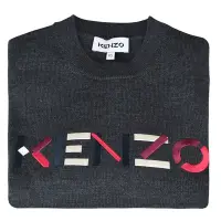 在飛比找Yahoo奇摩購物中心優惠-KENZO刺繡LOGO彩色字母設計羊毛長袖毛衣(女裝/深灰)