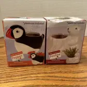 Pepper The Puffin & Pauline The Polar Bear Ceramic Animal Planters Table Top