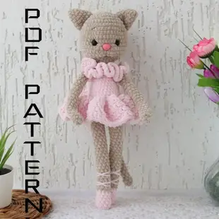 Amigurumi cat crochet PATTERN ballerina doll Kitten stuffed animal plush