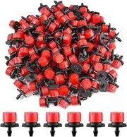 EBANKU Adjustable Irrigation Drippers Sprinklers, 200Pcs 1/4Inch Adjustable Micro Drip Irrigation System Watering Sprinklers Anti-Clogging Emitter Dripper Garden Supplies (Red)