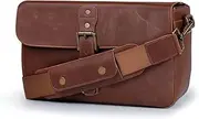 MegaGear Leather Camera Messenger Bag for Mirrorless, Instant & DSLR Cameras, Dark Brown (MG1526)