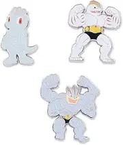 Center: Machop, Machoke & Machamp Pokémon Pins (3-Pack), One Size, Zinc alloy / hard enamel, no gemstone