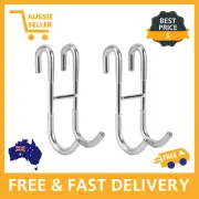 2-Pack Stainless Steel Shower Door Hooks – Over Glass Towel Hangers, Silver