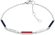 [Tommy Hilfiger] Women's Stainless Steel and enamel 2780812 Link Charm Bracelet, SILVER, One Size