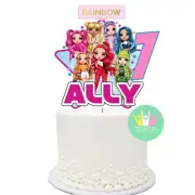 Rainbow High Cake Topper Personalised. Lolly Loot Bag Party Cupcake Bunting Flag