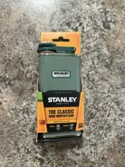 Brand New Stanley Classic Easy-Fill Wide Mouth Flask Green 8oz Leak-Proof