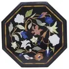 18" Marble side end Table Top semi precious multi stones inlay handicraft work