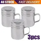 3pcs Stainless Steel Dredge Shaker Salt And Pepper Shakers With Lid And Handle