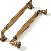 khtumeware 2 Pack 6 Inch(152mm) Antique Brass Cabinet Pulls Heavy Duty Solid Vintage Brass Cabinet Handles Kitchen Antique Bronze Cabinet Hardware for Cupboard Drawer Handles