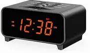 Small Alarm Clocks, Dual Alarms with 4 Alarm Week Modes, Snooze, USB Charger, Auto & Manual Dimmer,12/24Hr,Night Light and Orange LED Display Clock for Bedrooms AC Adapter iTOMA 213